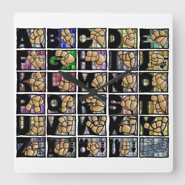 Relógio Quadrado Deutsches Fingeralphabet 3 (2025) (Frente)