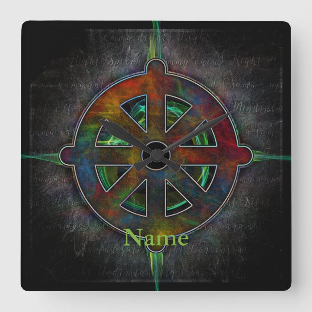 Relógio Quadrado Dharma Wheel of Energy (Frente)