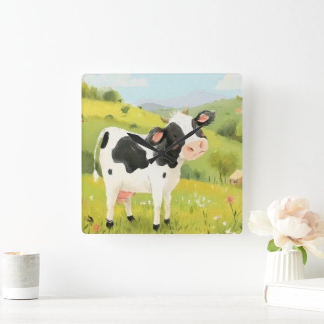 Relógio Quadrado Dia da Vaca Fora (Lar)