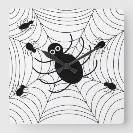 Relógio Quadrado Dia das Bruxas de Aranha Negra