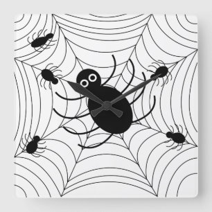 Relógio Quadrado Dia das Bruxas de Aranha Negra