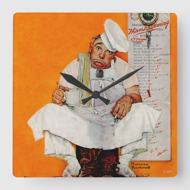 Relógio Quadrado Dia de Ação de Graças Blues (Frente)