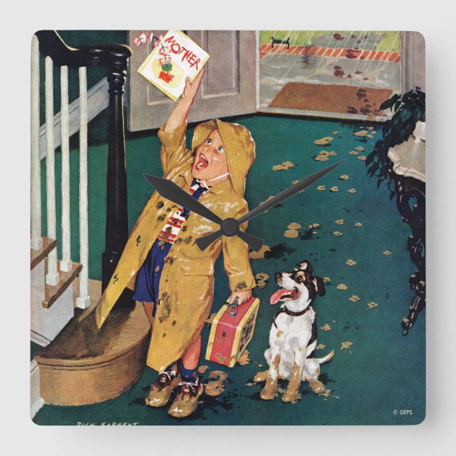 Relógio Quadrado Dia de as mães Feliz (Frente)