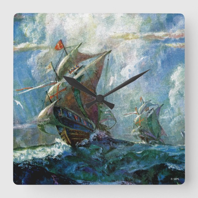 Relógio Quadrado Dia de Colombo (Frente)