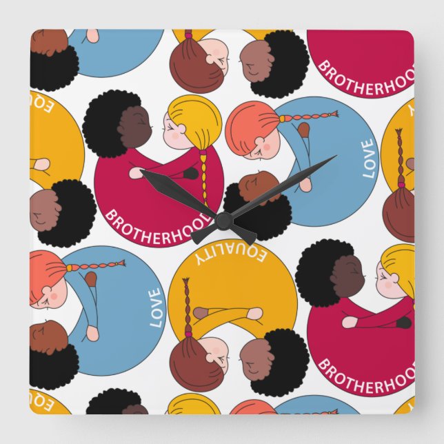 Relógio Quadrado Dia de Martin Luther King, igualdade e fraternidad (Frente)