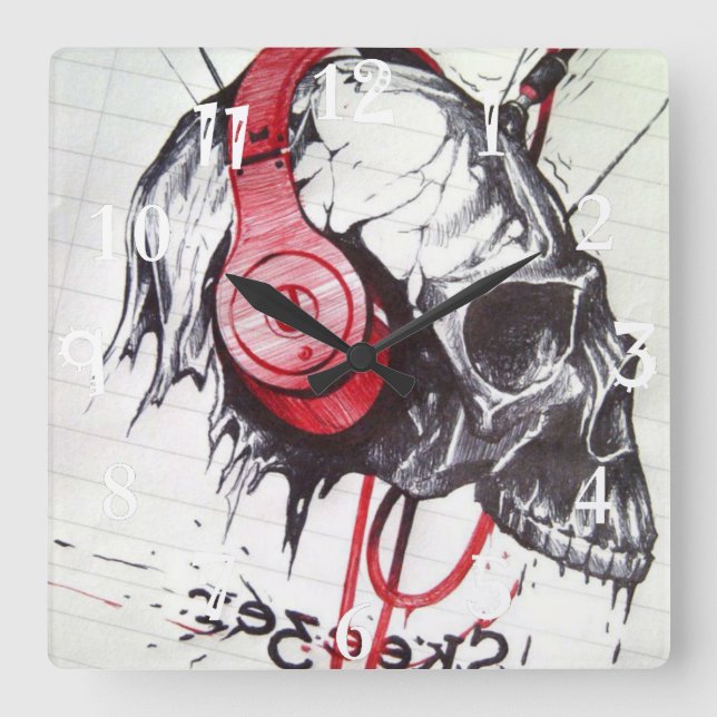 Relógio Quadrado Dia & noite do Dia das Bruxas (Frente)