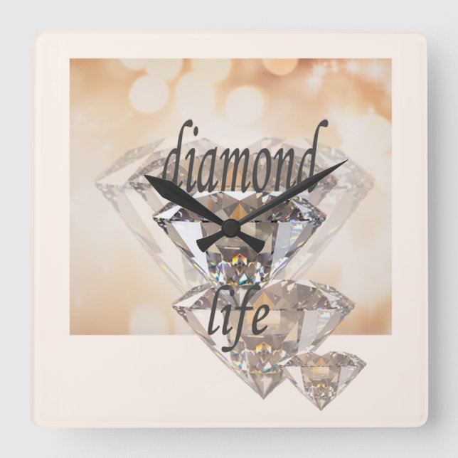 Relógio Quadrado Diamond Life (Frente)