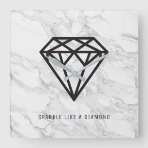 Relógio Quadrado Diamond with Marble