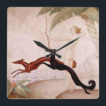 Relógio Quadrado Diana The Huntress Art Deco Clock<br><div class="desc">Relógio surpreendente do Art Deco para o amante Borzoi.</div>