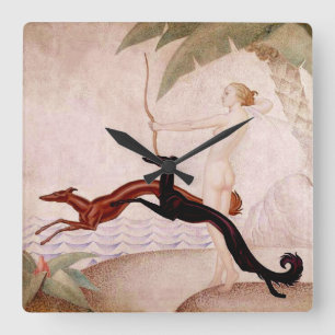 Relógio Quadrado Diana The Huntress Art Deco Clock