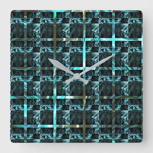 Relógio Quadrado Diferentes xadrez, quadrados ou imagem sob grade? (Frente)