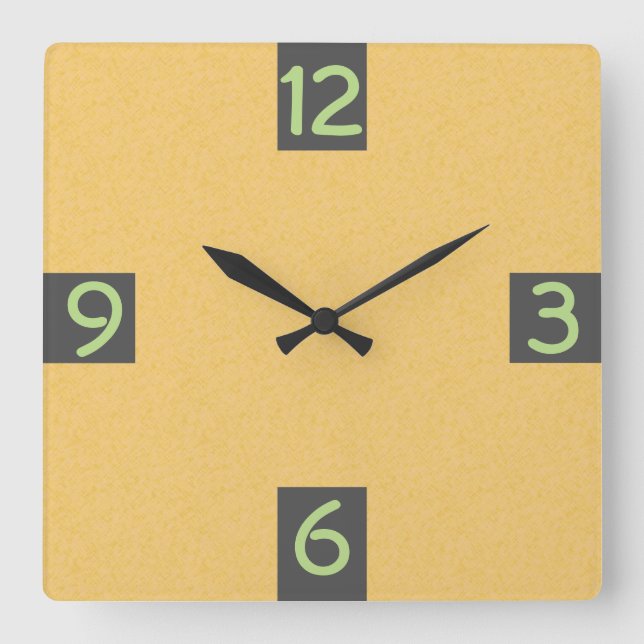 Relógio Quadrado Dígitos trimestrais gráficos de Minimalistic em (Frente)