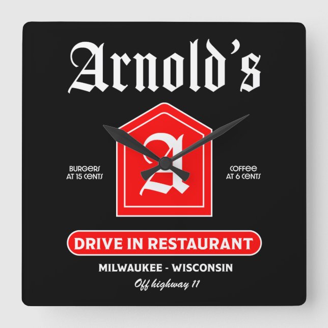 Relógio Quadrado Diner americano da década de 1950 (Frente)