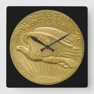 Relógio Quadrado Dinheiro Dourado 1907 de Eagle do dobro da parte