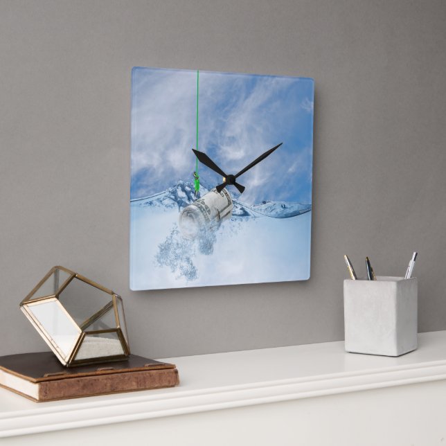 Relógio Quadrado Dinheiro no gancho de peixe (Escritório)