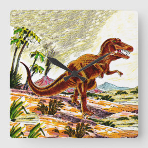 Relógio Quadrado Dinossauro de Rex do tiranossauro