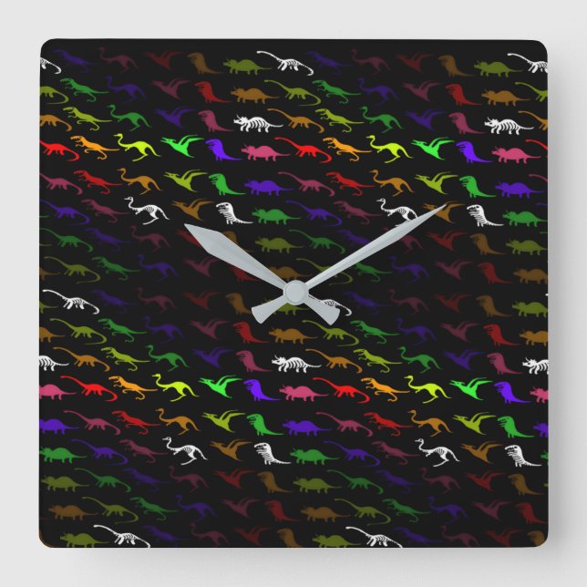 Relógio Quadrado Dinossauro legal incomum e bonito (Frente)