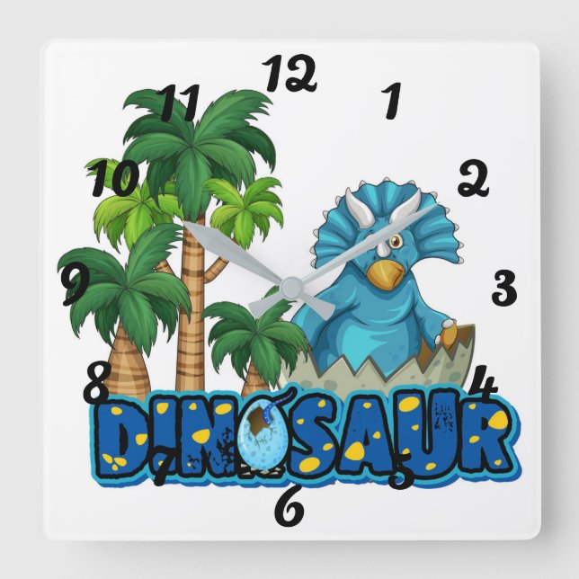 Relógio Quadrado Dinossauros bonitos (Frente)
