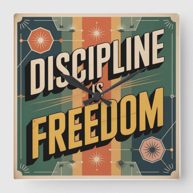 Relógio Quadrado Disciplina É Liberdade (Frente)