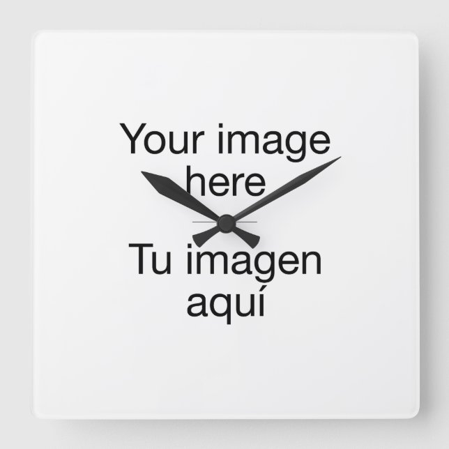 Relógio Quadrado Diseña reloj de pared en blanco con tu foto (Frente)