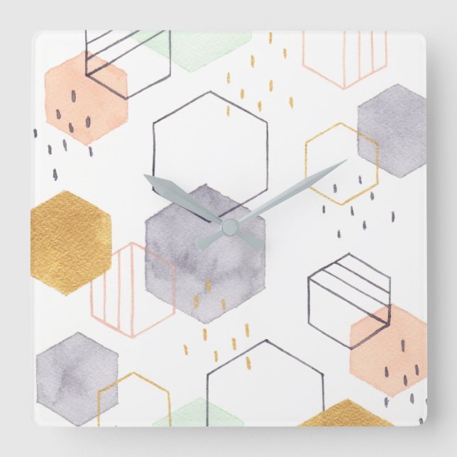 Relógio Quadrado Dispersão hexadecimal (Frente)