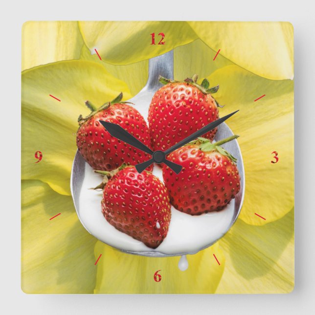 Relógio Quadrado Divertimento com amarelo (Frente)