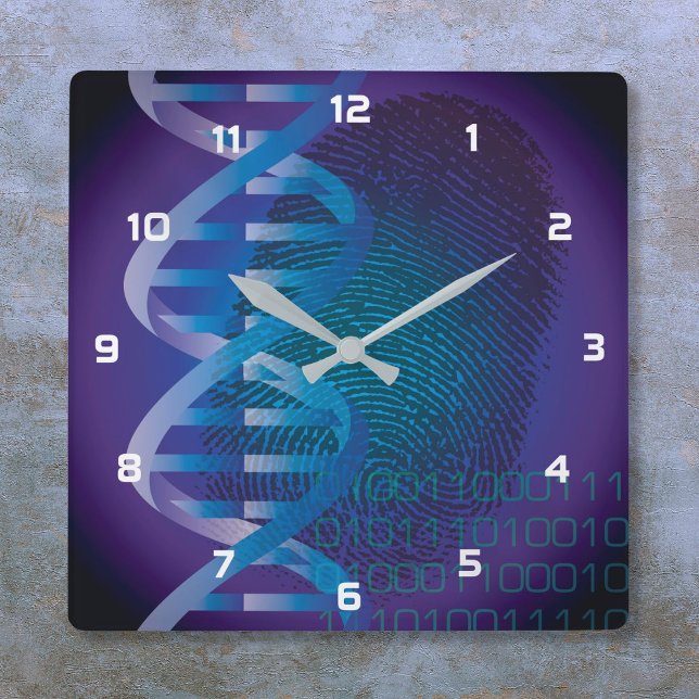 Relógio Quadrado DNA Fingerprint Medical Science (DNA Fingerprint Medical Science Square Wall Clock)
