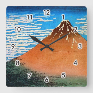 Relógio Quadrado ) do 赤富士 do (do 凱風快晴, 北斎 Mon