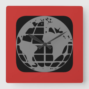 Relógio Quadrado Do "pulso de disparo de parede da terra planeta"