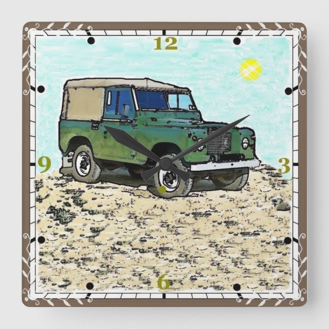 Relógio Quadrado do Rover de Terra Clássico (Frente)