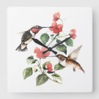 Doce Vintage Par Floral Hummingbird