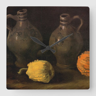 Relógio Quadrado Dois Potes e Duas Abóboras por Vincent van Gogh