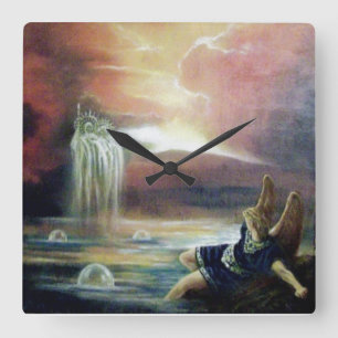 RELÓGIO QUADRADO DOIS SANTOS JOHN E ANJO FALLEN