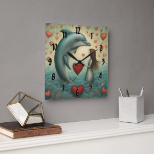 Relógio Quadrado Dolphin Love 1