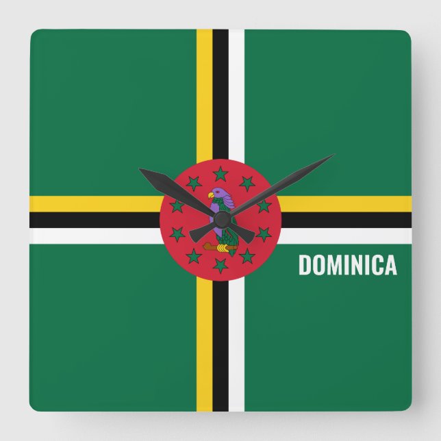 Relógio Quadrado Dominica National Flag Patriotic (Frente)