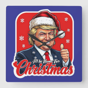Relógio Quadrado Donald Trump Natal Papai Noel Art