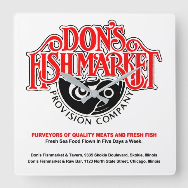 Relógio Quadrado Don's Fishmarket, Skokie, Chicago, IL (Frente)