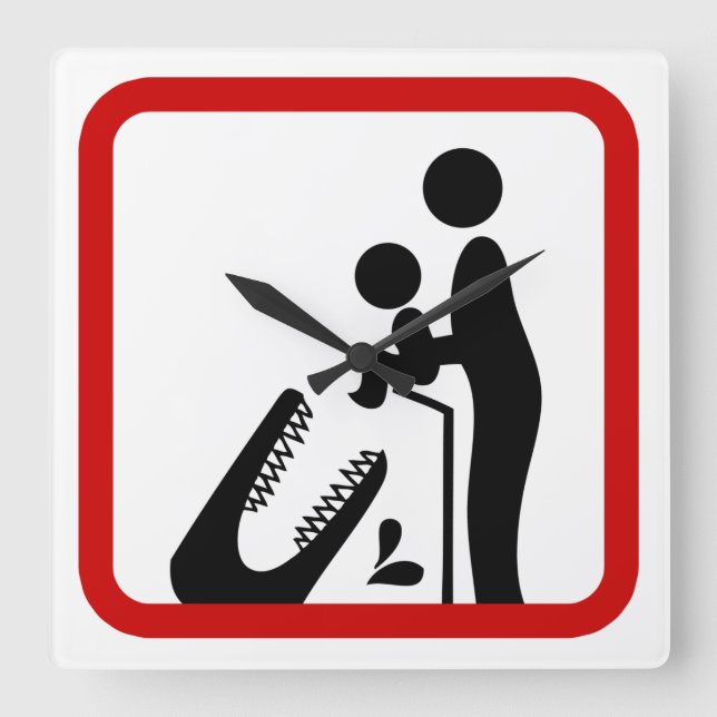 Relógio Quadrado Don't Feed Baby To The Crocodile Zoo Sign (Frente)