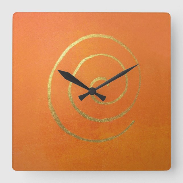 Relógio Quadrado Dourada espiral na arte moderna espiral do Ouro la (Frente)