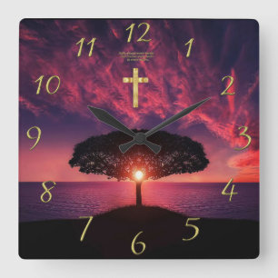 Relógio Quadrado Dourado Christian Faith cruzou com o engraçado dit