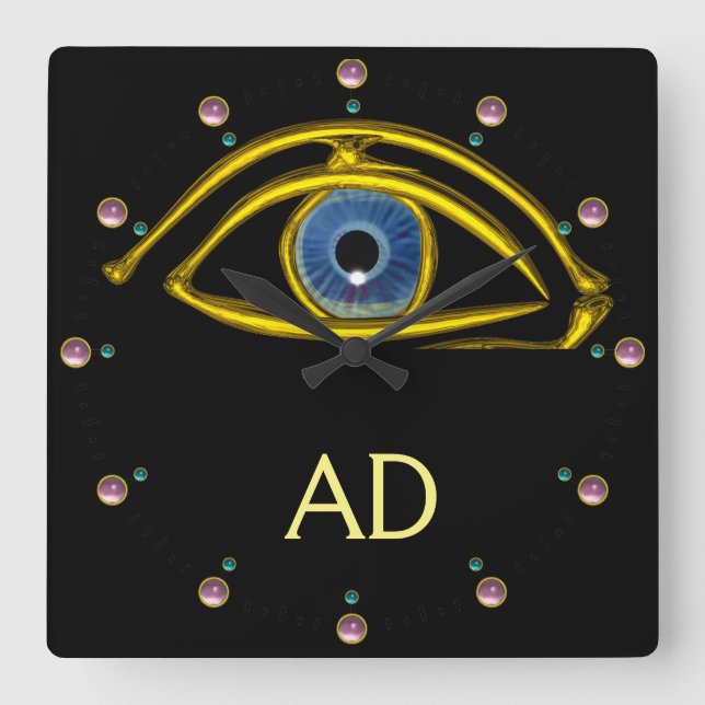 Relógio Quadrado Doutor de OLHOS AZUIS, oftálmico, símbolo do (Frente)