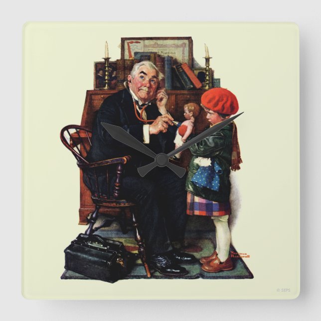 Relógio Quadrado Doutor e a boneca (Frente)