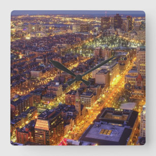 Relógio Quadrado Downtown Boston and Hancock Tower