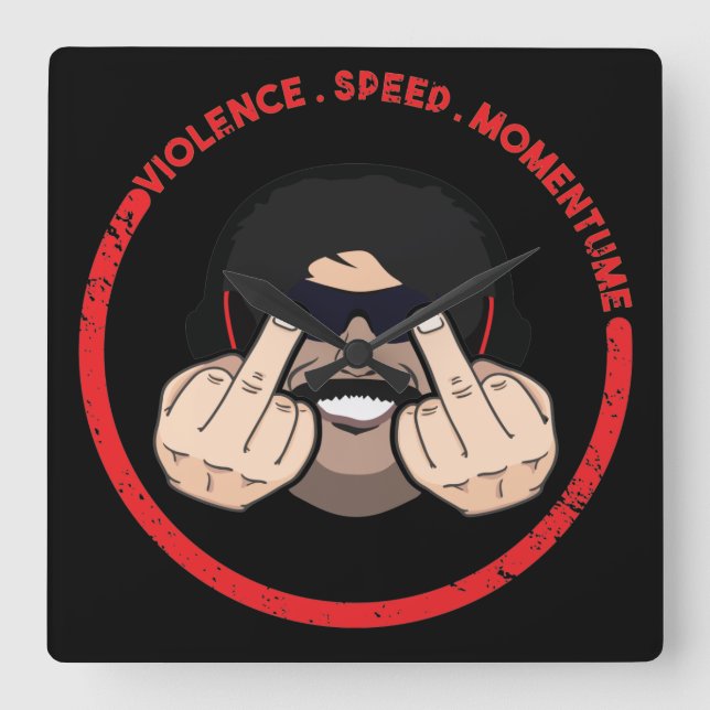 Relógio Quadrado Dr. Ignora Violência Velocidade Momentum T-Shirt (Frente)