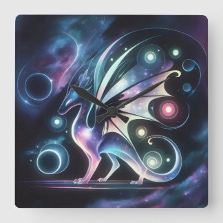 Relógio Quadrado Dragão da Borboleta Espacial