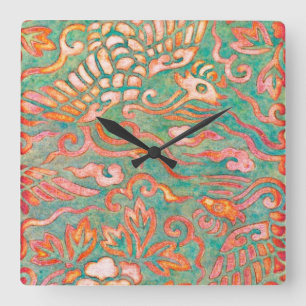 Relógio Quadrado Dragões deRespiração do deserto do sudoeste