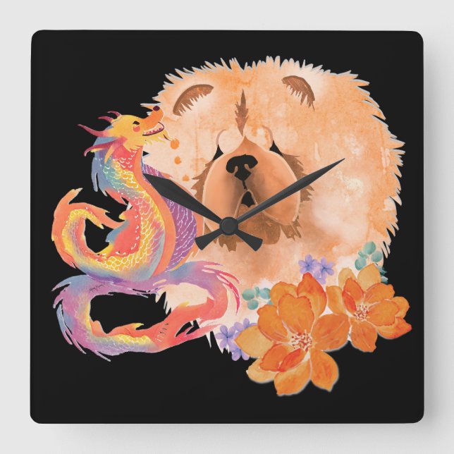 Relógio Quadrado DRAGON-TALEZ Ano de ESCOLHA do Dragão (Frente)