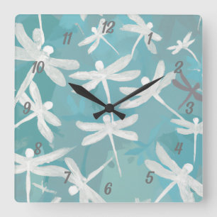Relógio Quadrado Dragonflies Wall Clock