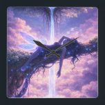 Relógio Quadrado Dreamy Fairy Sky Waterfall Wall Clock Decor<br><div class="desc">A luminous fairy rests on a floating tree above a glowing celestial waterfall, surrounded by soft clouds and starlight. This wall clock blends fantasy, calm, and dreamlike beauty into a single mesmerizing piece, perfect for creating a peaceful and magical atmosphere. Ideal for bedrooms, creative spaces, or cozy interiors, this design...</div>