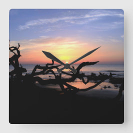 Relógio Quadrado Driftwood Sunrise wall clock